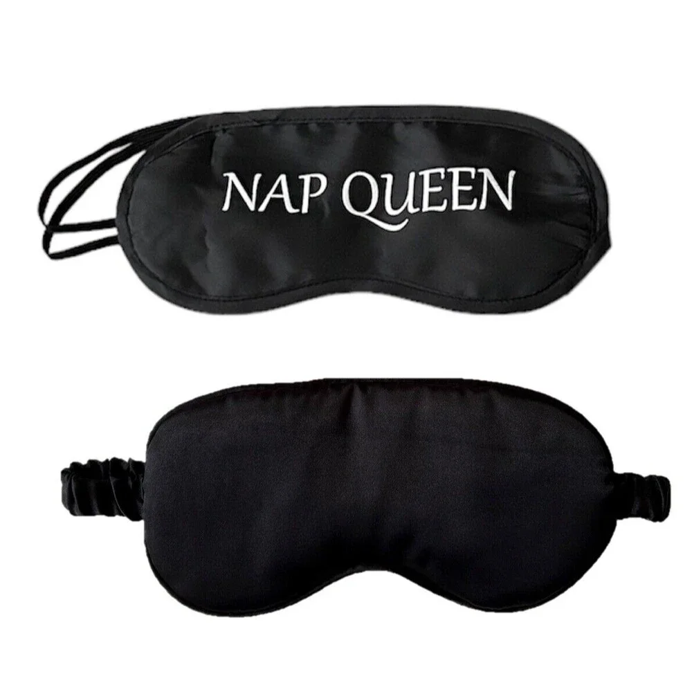 Set Of 2 Black Sleep Masks Night Cover Eye Sleeping Silk Satin Unisex Nap Queen